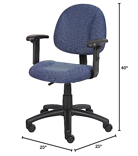 Boss Office Products Perfect Posture Delux Fabric Task Chair with Adjustable Arms in Blue