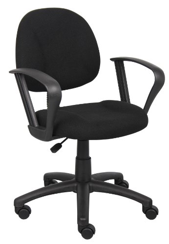 Boss Office Products Perfect Posture Delux Fabric Task Chair with Loop Arms in Black