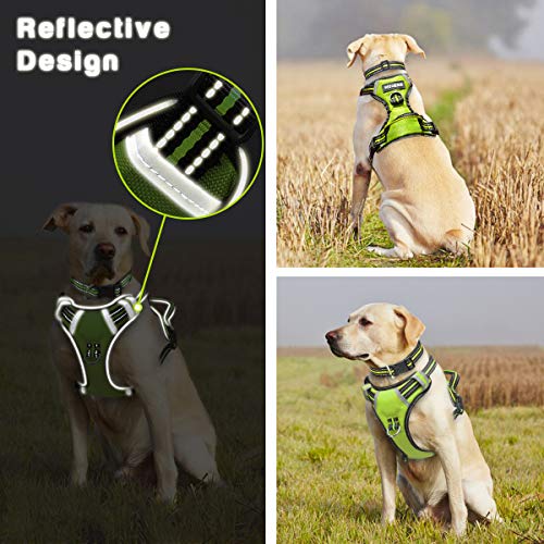 WINSEE Dog Harness No Pull, Pet Harnesses with Dog Collar, Adjustable Reflective Oxford Outdoor Vest, Front/Back Leash Clips for Small, Medium, Large, Extra Large Dogs, Easy Control Handle for Walking