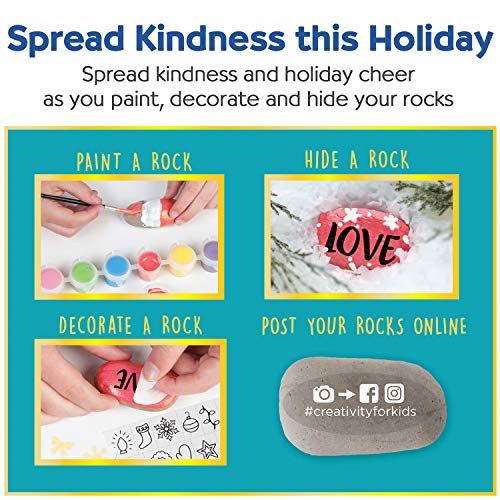 Creativity for Kids Holiday Hide & Seek Rock Painting Kit, Paint & Hide 10 Rocks, Holiday Crafts For Kids