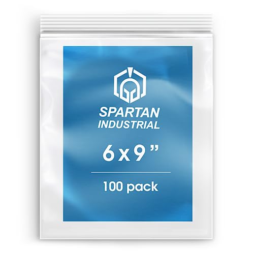 Spartan Industrial - 6â X 9â (100 Count) Quart Clear Reclosable Zip Plastic Poly Bags with Resealable Lock Seal Zipper - 2 Mil