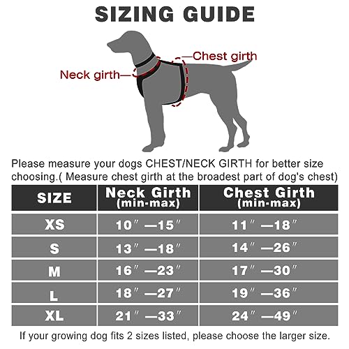 WINSEE Dog Harness No Pull, Pet Harnesses with Dog Collar, Adjustable Reflective Oxford Outdoor Vest, Front/Back Leash Clips for Small, Medium, Large, Extra Large Dogs, Easy Control Handle for Walking