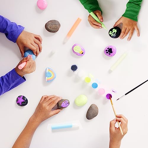 Creativity for Kids Glow In The Dark Rock Painting Kit - Paint 10 Rocks with Water Resistant Glow Paint - Crafts for Kids