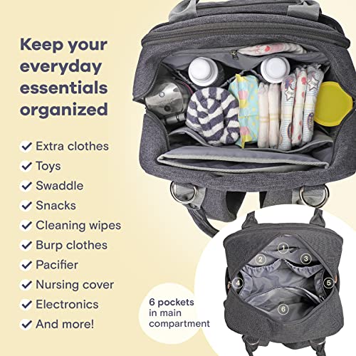 Diaper Bag Backpack, RUVALINO Multifunction Travel Back Pack Maternity Baby Changing Bags, Large Capacity, Waterproof and Stylish, Dark Gray