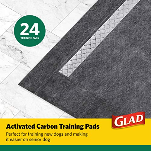 Glad for Pets Activated Carbon Puppy Training Pads, Giant Size, 24 Count - 2 Pack | Charcoal Puppy Pads for Dogs, Large Dog Pee Pads | Super Absorbent and Leak Proof