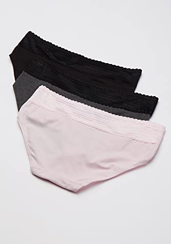 Warner's Women's Blissful Benefits No Muffin Top 3 Pack Hipster Panties, Black/Pale Pink/Dark Gray Heather, 2XL