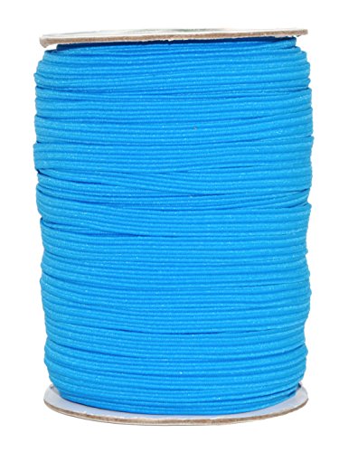 Mandala Crafts Blue Elastic Bands 1/4 Flat Elastic Cord Stretch Strap - 6mm 50 Yds Roll of Elastic Straps Braided Elastic Band - 1 4 Inch Elastics for Sewing and Elastic Crafting