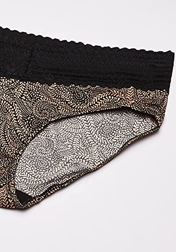 Warner's Women's Blissful Benefits No Muffin Top 3 Pack Hipster Panties, Black/Black/Almond Swirl, M