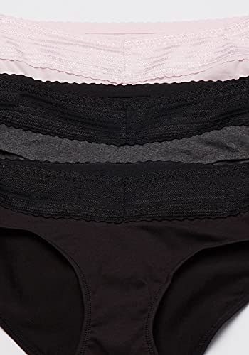 Warner's Women's Blissful Benefits No Muffin Top 3 Pack Hipster Panties, Black/Pale Pink/Dark Gray Heather, 2XL