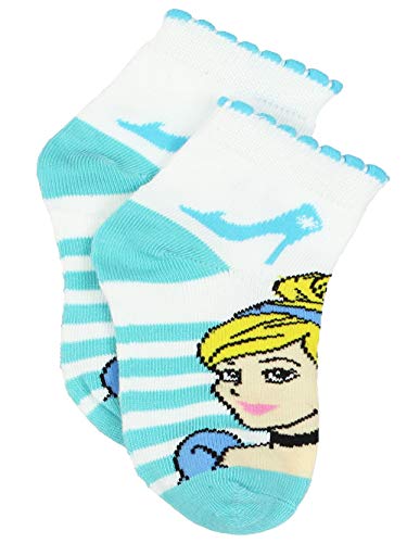 Disney Princess Girls Quarter Style Socks Set, 6 pack, Princess Stripes Quarter, Medium (6-8)