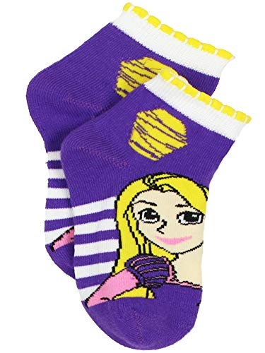 Disney Princess Girls Quarter Style Socks Set, 6 pack, Princess Stripes Quarter, Medium (6-8)