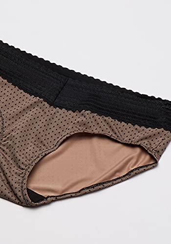 Warner's Women's Blissful Benefits No Muffin Top 3 Pack Hipster Panties, Black/Toasted Almond/lace dot Print, L