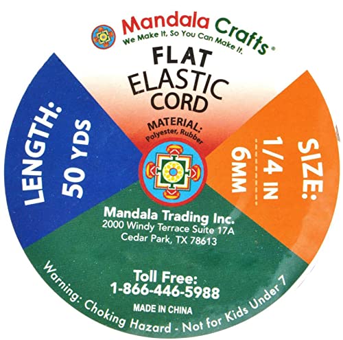 Mandala Crafts Blue Elastic Bands 1/4 Flat Elastic Cord Stretch Strap - 6mm 50 Yds Roll of Elastic Straps Braided Elastic Band - 1 4 Inch Elastics for Sewing and Elastic Crafting