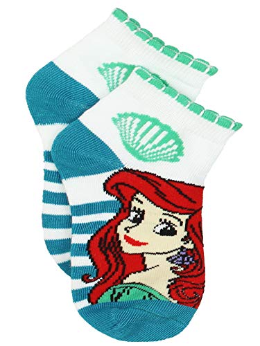 Disney Princess Girls Quarter Style Socks Set, 6 pack, Princess Stripes Quarter, Medium (6-8)