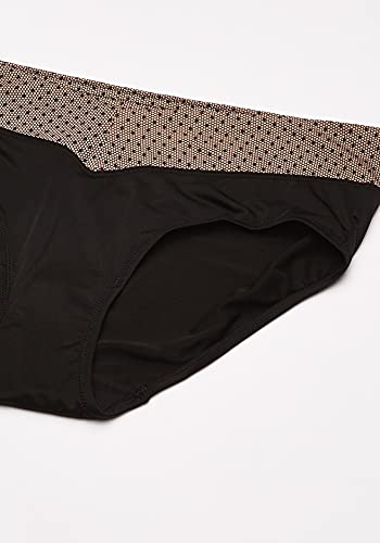 Warner's Women's Blissful Benefits No Muffin Top 3 Pack Hipster Panties, black lace dot/almond/black, M