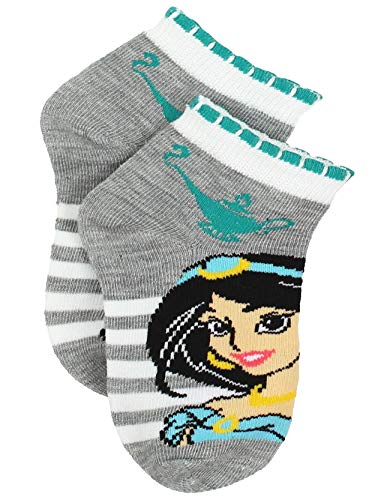 Disney Princess Girls Quarter Style Socks Set, 6 pack, Princess Stripes Quarter, Medium (6-8)