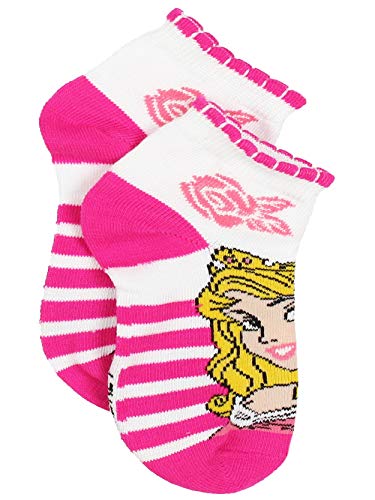 Disney Princess Girls Quarter Style Socks Set, 6 pack, Princess Stripes Quarter, Medium (6-8)