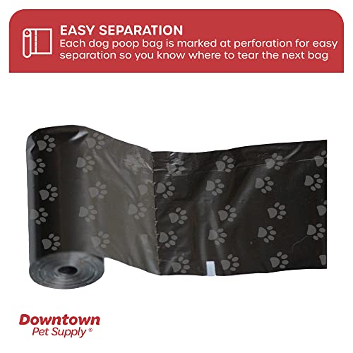 Downtown Pet Supply Dog Poop Bags (2200 CT - Black with Paw Prints Bags & 2 Dispensers) Waste Bag Dispenser Clips to Dog Leashes Bags & Dog Harnesses- Poop Scoop Bags are Leak-Proof Bags & Unscented