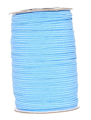 Mandala Crafts Flat Elastic Band, Braided Stretch Strap Cord Roll for Sewing and Crafting; 1/4 inch 6mm 50 Yards Sky Blue