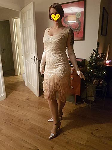 Metme Women's 1920s Vintage Flapper Fringe Beaded Great Gatsby Party Dress