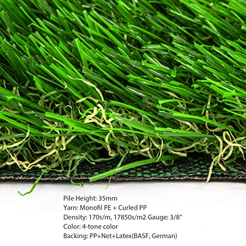 BEAUTYFLOWER Artificial Grass Rug, 4 Tone Realistic Indoor Outdoor Garden Lawn Landscape Patio Synthetic Turf Mat Synthetic Turf Mat for Dogs Cats Pets (5 ft x 6.56 ft = 32.8 sq ft)