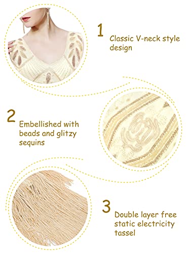 Metme Women's 1920s Vintage Flapper Fringe Beaded Great Gatsby Party Dress