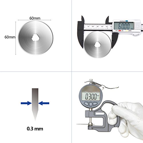 SOMOLUX 60mm Rotary Blades 5 Pack Fits OLFA,Fiskars,Truecut,DAFA Cutter Replacement, Quilting Scrapbooking Sewing Arts Crafts,Sharp and Durable