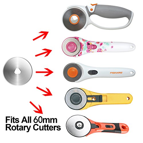 SOMOLUX 60mm Rotary Blades 5 Pack Fits OLFA,Fiskars,Truecut,DAFA Cutter Replacement, Quilting Scrapbooking Sewing Arts Crafts,Sharp and Durable