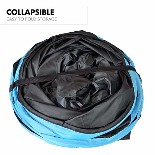 PURRFECT FELINE New Cat Tunnel Design, Collapsible 4-Way Cat Tunnel Toy with Crinkle, Great for Kittens, Ferrets, Puppies, Large Cats and Small Dogs (X-Large, Light Blue)
