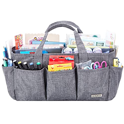 HOMEST Large Craft Caddy, Storage Bin for Sewing & Knitting & Crochet, Art Supplies Organizer Basket