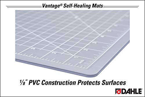 Dahle - 10661-12585 Vantage 10681 Self-Healing Cutting Mat, 12"x18", 1/2" Grid, 5 Layers for Max Healing, Perfect for Crafts & Sewing, Clear