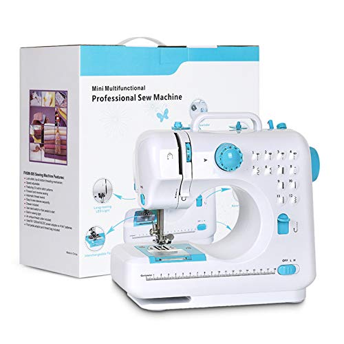 NEX Portable Sewing Machine Double Speeds for Beginner Art Craft 12 Stitches, Blue