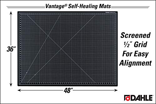Dahle Vantage 10674 Self-Healing Cutting Mat, 36"x48", 1/2" Grid, 5 Layers for Max Healing, Perfect for Crafts & Sewing, Black
