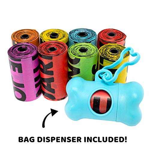 Downtown Pet Supply Dog Poop Bags (500 CT - Rainbow with Sayings Bags & 1 Dispenser) Waste Bag Dispenser Clips to Dog Leashes Bags & Dog Harnesses- Poop Scoop Bags are Leak-Proof Bags & Unscented