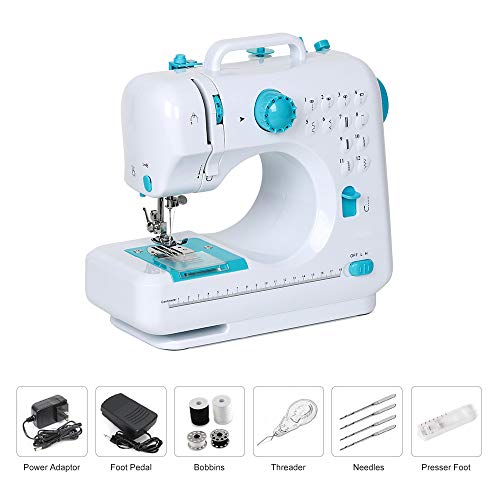 NEX Portable Sewing Machine Double Speeds for Beginner Art Craft 12 Stitches, Blue