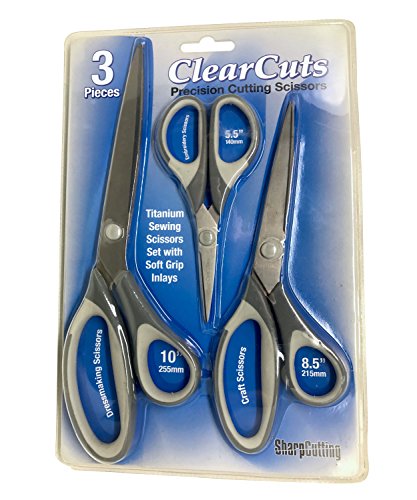 Best Titanium Scissors - 3 Shears in One Pack - Precision Cutting Blades for Sewing - Office Scissors - Gift Art and Craft Set - Sharp Scissors That Wont Break - Craft Siccors