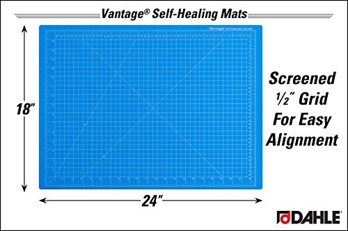 Dahle Vantage 10692 Self-Healing Cutting Mat, 18"x24", 1/2" Grid, 5 Layers for Max Healing, Perfect for Crafts & Sewing, Blue