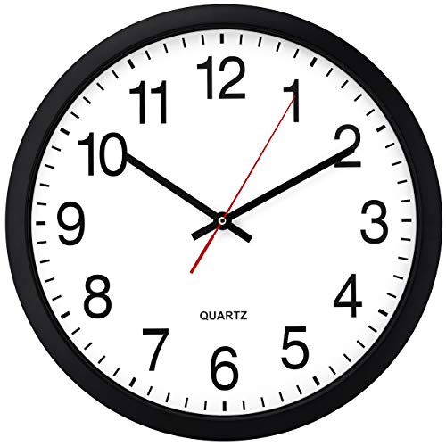 Large Black Wall Clock: Silent, Non-Ticking, Quartz