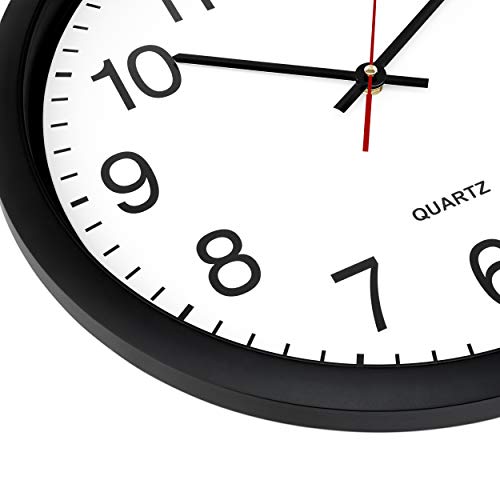 Large Black Wall Clock: Silent, Non-Ticking, Quartz