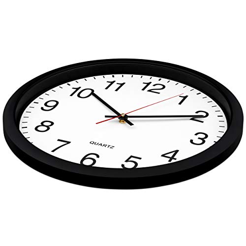 Large Black Wall Clock: Silent, Non-Ticking, Quartz