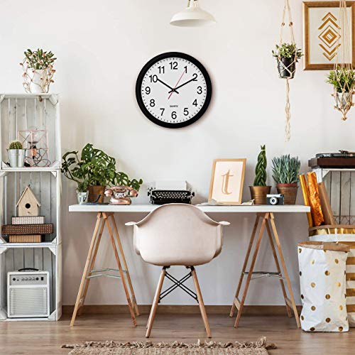 Large Black Wall Clock: Silent, Non-Ticking, Quartz