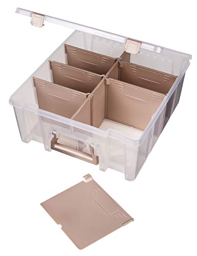 ArtBin 6990RK Super Satchel Double Deep, Portable Art & Craft Organizer with Handle, [1] Plastic Storage Case, Clear with Rose Gold Accents