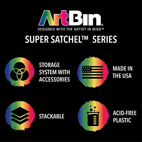 ArtBin 6990RK Super Satchel Double Deep, Portable Art & Craft Organizer with Handle, [1] Plastic Storage Case, Clear with Rose Gold Accents