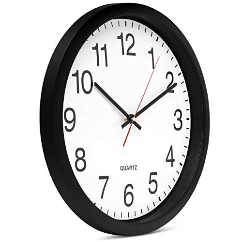 Large Black Wall Clock: Silent, Non-Ticking, Quartz