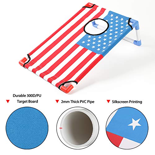 A11N SPORTS Portable PVC Framed Cornhole Game Set with 8 Bean Bags & Carrying Bag American Flag Pattern