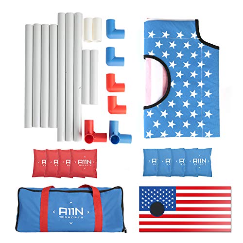 A11N SPORTS Portable PVC Framed Cornhole Game Set with 8 Bean Bags & Carrying Bag American Flag Pattern