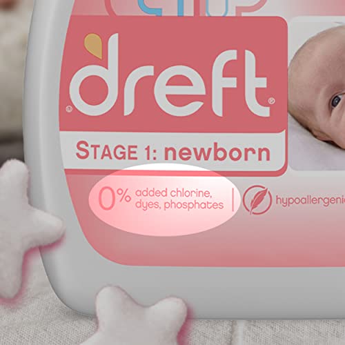 Dreft Stage 1: Newborn Hypoallergenic Liquid Baby Laundry Detergent (HE), Natural for Baby, Newborn, or Infant, 50 Ounce (32 Loads), 2 Count (Packaging May Vary)
