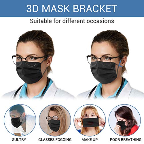 Black Disposable Face Mask 3 Layer 50 PCS Breathable Comfortable Mask