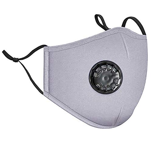 Irisvito Dust Cotton Cloth Mask, Washable Reusable Mask with Cord Locks Filter Element Breathing Valve Outdoor Sports Face Maskï¼with 5 Filtersï¼
