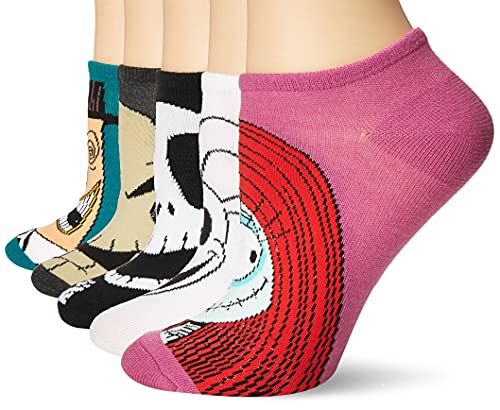 Disney womens Nightmare Before Christmas 5 Pack No Show Casual Sock, Assorted Multi, Fits Sock Size 9-11 Fits Shoe Size 4-10.5 US
